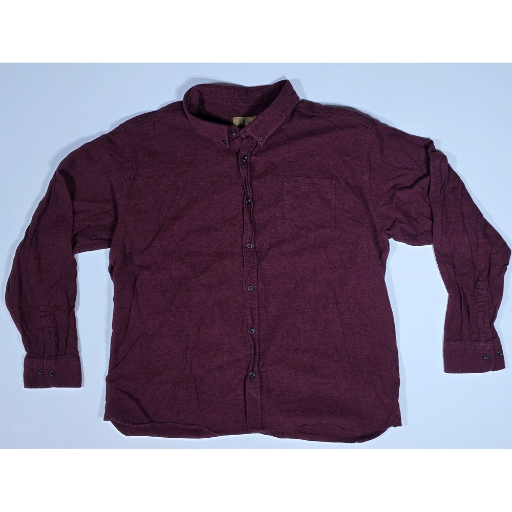 Clearwater Outfitters Mens 2XL Burgundy Cotton Long Sleeve Button Down Shirt